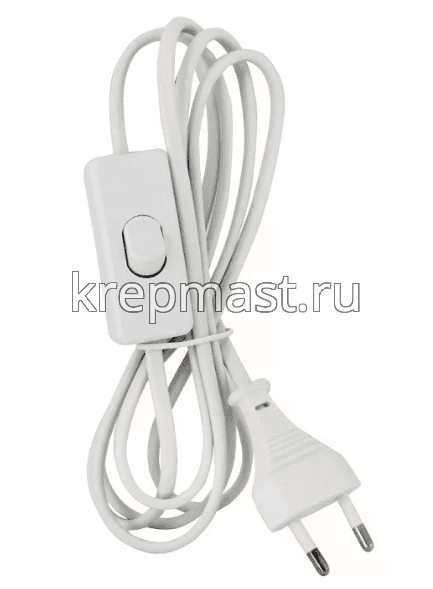 Шнур с выключателем и плоской вилкой Народный ШВВП 2х0,5 2м