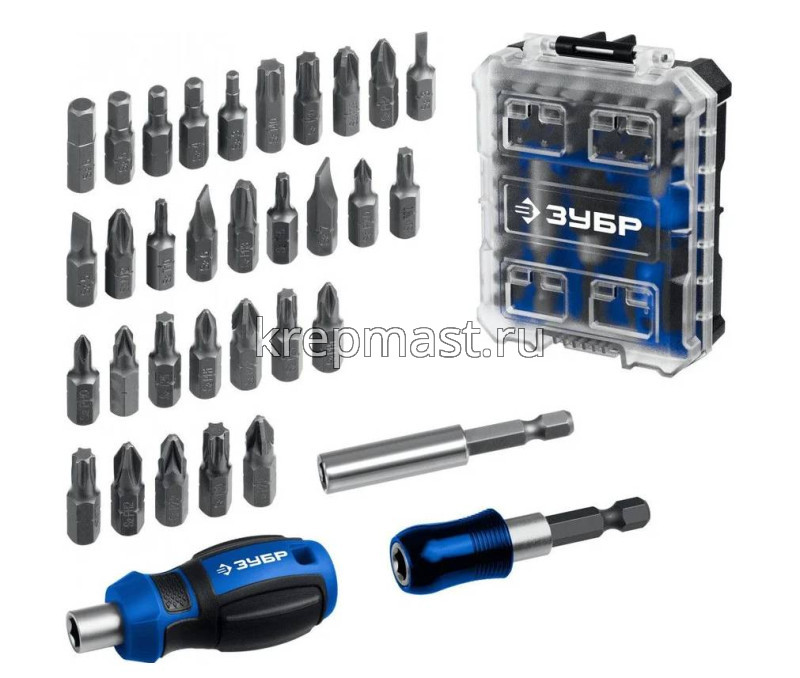 Отвертки-набор ЗУБР КОМПАКТ-34 c насадками