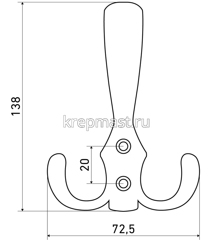 Крючок 306 А WW матовый белый СТАНДАРТ