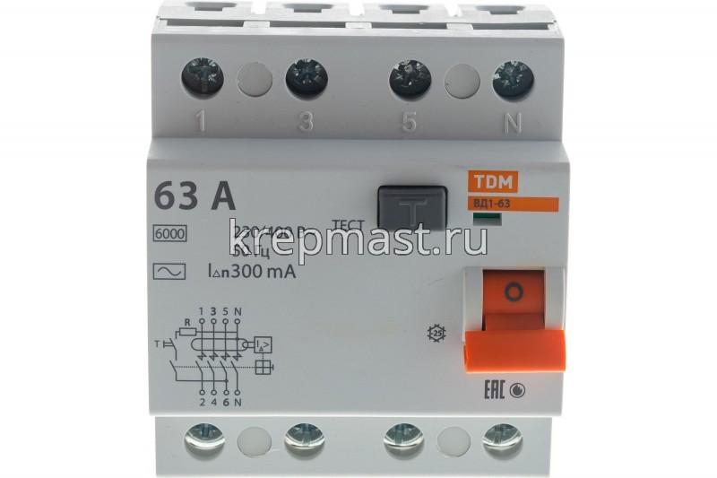 Выкл. диф. тока ВД1-63 4Р 63А 300мА TDM