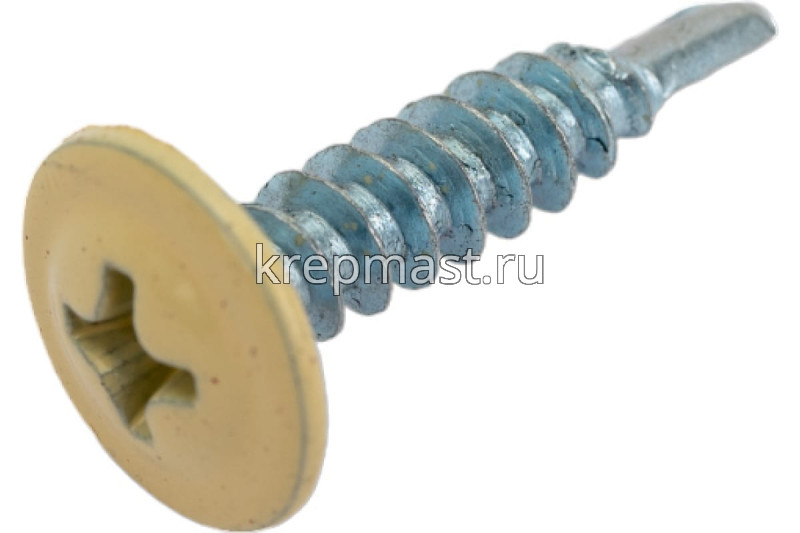 Саморез п/сф головка с п/ш сверло 4,2х19 RAL 1014