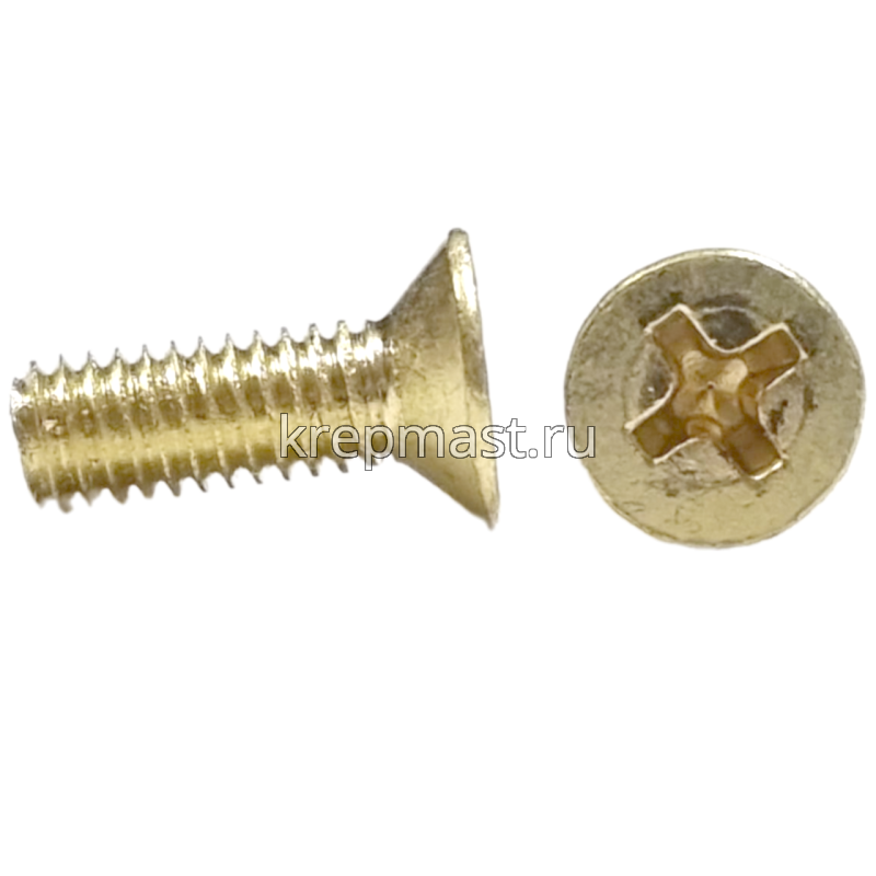 Винт потай 4,0 х12 DIN 965 латунь
