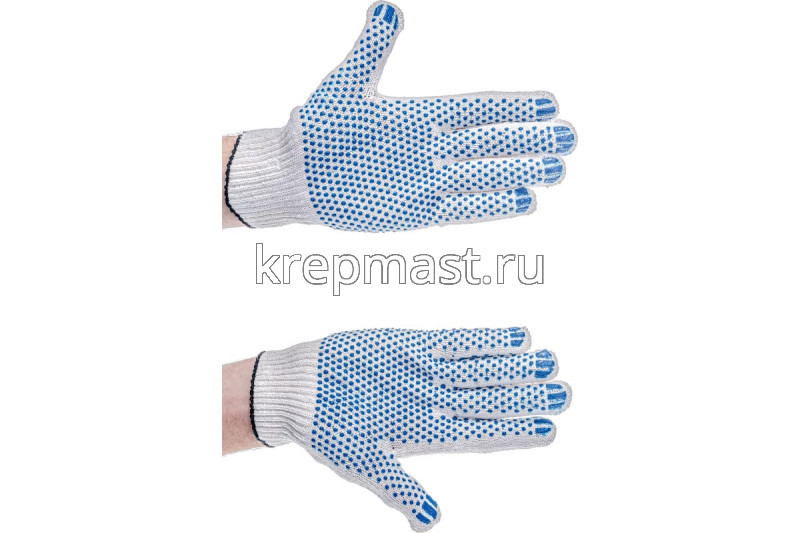 Перчатки 5-ниточные х/б ПВХ