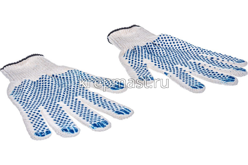Перчатки 5-ниточные х/б ПВХ