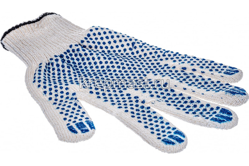 Перчатки 5-ниточные х/б ПВХ