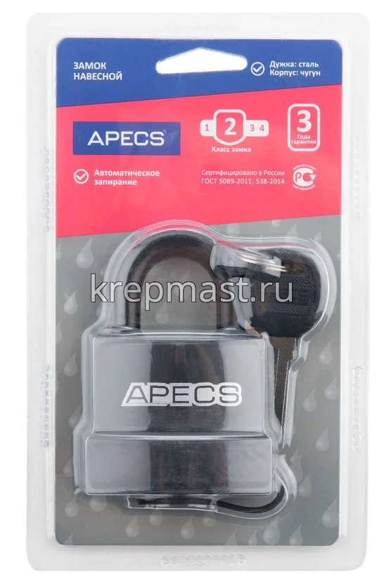 Замок навесной PDR-50-55 APECS водостойкий