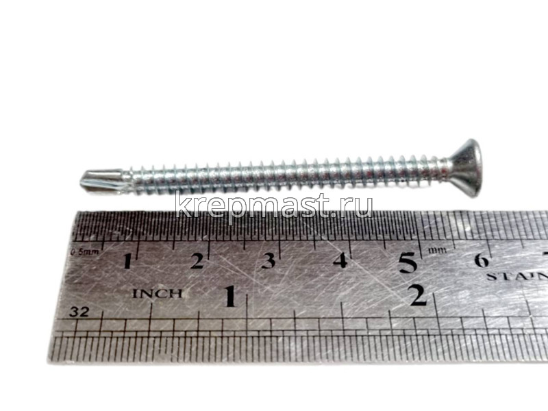 Саморез кров. б/шайбы DIN 7504 P 4,8х60 потай. - сверло оцинк.