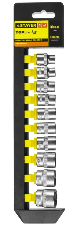 Набор STAYER головок торцевых 3/8" (8-19мм) 10пред.